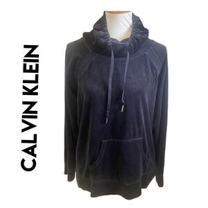 Calvin Klein Black Cowl Neck Women’s Fleece Sweatshirt Size Medium-EUC